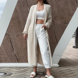 Casual Long Knitted Cardigan women sweater Jacket V-Neck Full Cardigans