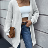 Casual Long Knitted Cardigan women sweater Jacket V-Neck Full Cardigans