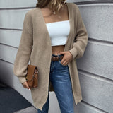 Casual Long Knitted Cardigan women sweater Jacket V-Neck Full Cardigans