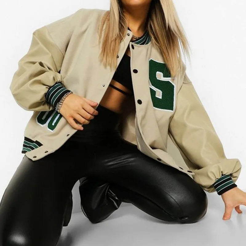 Women's High Street Hip Hop Loose Stitching 2025 Autumn New Oversized Coat