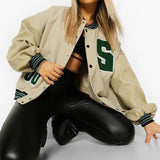 Women's High Street Hip Hop Loose Stitching 2025 Autumn New Oversized Coat