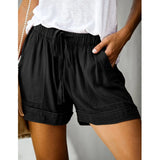 Womens Drawstring Solid Plus Size Splice Casual Elastic Waist Pocketed Loose Shorts женские 2025 New Short