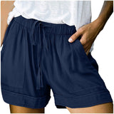 Womens Drawstring Solid Plus Size Splice Casual Elastic Waist Pocketed Loose Shorts женские 2025 New Short