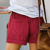 Womens Drawstring Solid Plus Size Splice Casual Elastic Waist Pocketed Loose Shorts женские 2025 New Short