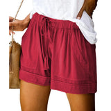 Womens Drawstring Solid Plus Size Splice Casual Elastic Waist Pocketed Loose Shorts женские 2025 New Short
