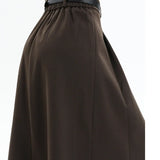 Woolen Pleated Womens 2025 New Autumn Winter Wool High Waist Ladies Elegant A-line Long Skirt