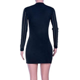XXL plus size diamonds bodycon dress women slim fit mini long sleeve dress Sexy night club party dresses Tight vestidos mujer