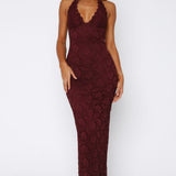 Destiny Lace Maxi Dress Burgundy