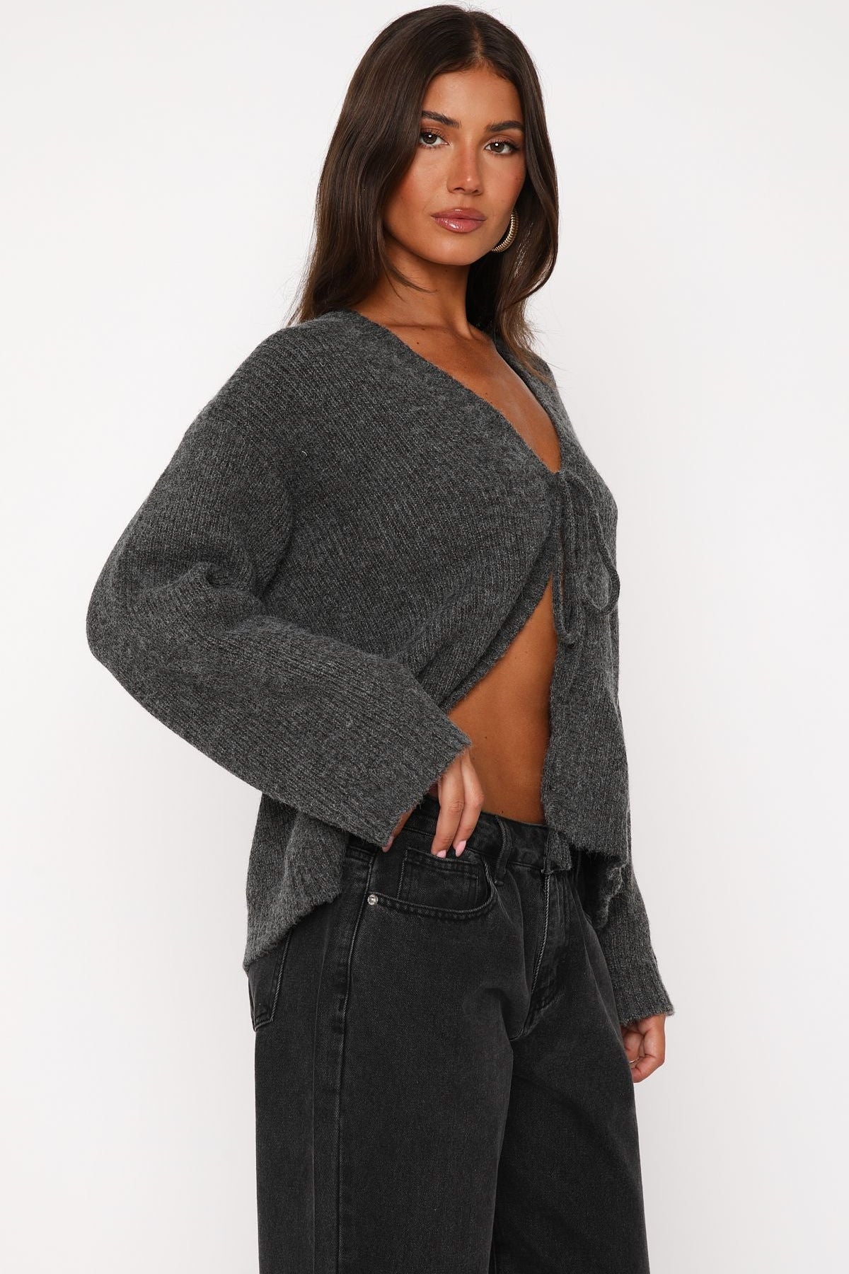 Flashback Knit Cardigan Charcoal