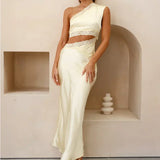 Emily One Shoulder Maxi Dress - Yellow