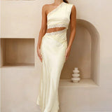 Emily One Shoulder Maxi Dress - Yellow
