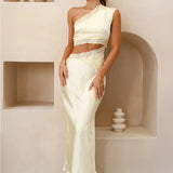 Emily One Shoulder Maxi Dress - Yellow