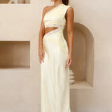 Emily One Shoulder Maxi Dress - Yellow