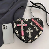 Y2K Coffin Shape Trendy Gothic Punk Cross Pattern Colorful Mini PU Bag