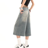 Y2K Streetwear Baggy Wide Leg Cropped Jeans