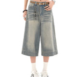 Y2K Streetwear Baggy Wide Leg Cropped Jeans