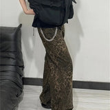 Y2k High Street Baggy Leopard Print High Waist Wide Leg Trouser
