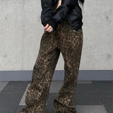 Y2k High Street Baggy Leopard Print High Waist Wide Leg Trouser