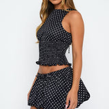 Runaway Heart Mini Skirt Black/White Polka Dot