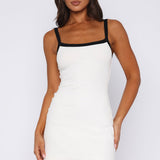 In This Moment Ribbed Mini Dress White/Black
