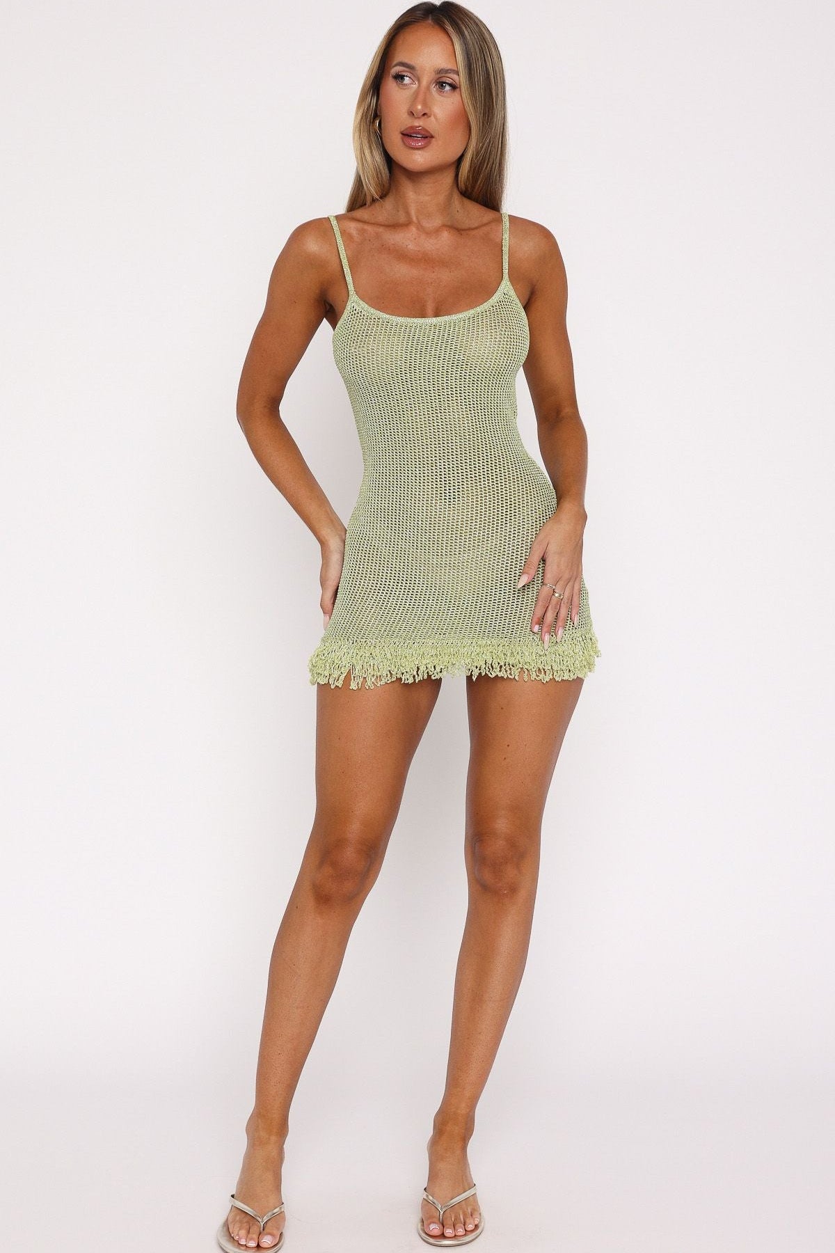 Keeping Me Awake Knit Mini Dress Apple