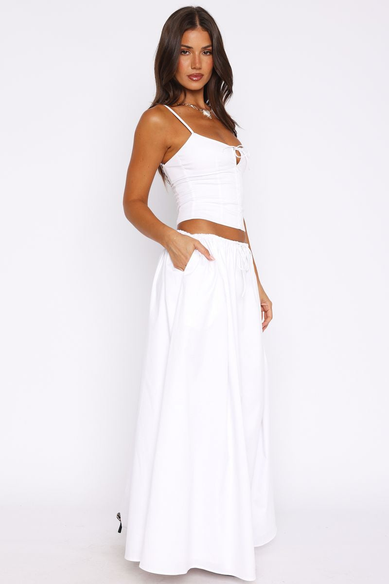 I'm Too Shy Maxi Skirt White