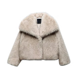 Faux Cropped Jacket Autumn Winter New Lapel Long Sleeve Thick Warm Coat