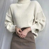 Korean Simple Lazy Wind Loose Long Sleeve Office Lady Knitted Pullovers Vintage Autumn Sweater