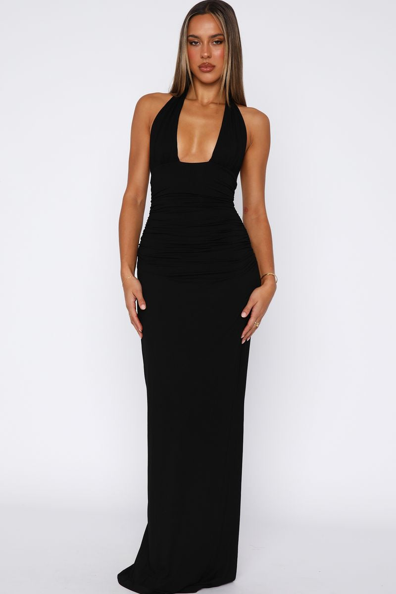 Say What You Feel Halter Maxi Dress Black