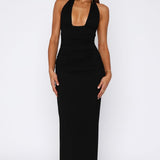 Say What You Feel Halter Maxi Dress Black