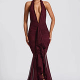 Sexy Deep V Halter Mermaid Party Dress