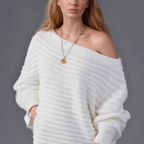 Textured One Shoulder Knit Sweater