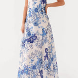 Off Shoulder A-line Maxi Floral Dress