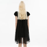 Women's Square Neck Pleated  Pumpkin Sleeve Elegant Dress