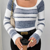 Casual Stripe Color Block Sweater