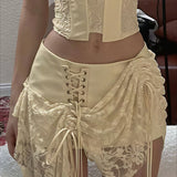 Chic Solid Tube Top Low Waist Mini Skirt Set