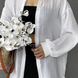 Solid Casual Chic Long Sleeve Blouse