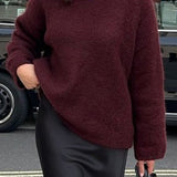 Plain Ribbed Long Sleeve Sweater