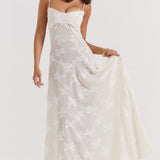 Lace Tie-Strap Romantic Maxi Dress