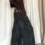 Vintage Leopard Print Cuff Relaxed Jeans