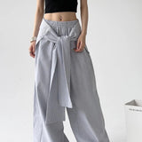 Striped Casual Tie Waist Wide Leg Pants