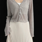 Tencel V-Neck Cropped Cardigan