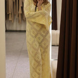 Knit Argyle Jacquard Long Sleeve Maxi Dress