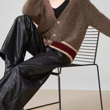 Long Sleeve Color-block Striped Sweater