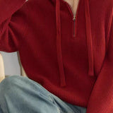 Drawstring Hooded Knit Sweater