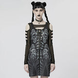 Cyber Printed Sexy Metal Rivets Two-piece Dress