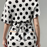 Batwing Sleeve Dot Top Two Pieces Set