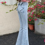 High Waist Butterfly Knot Flare Jeans