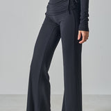 Solid Fitted Foldover Soft Pants