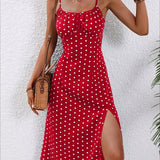 Spaghetti Strap Slit Floral Dress